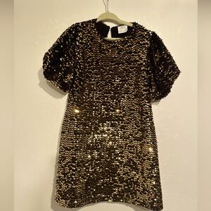 Zara black and gold sequin dress